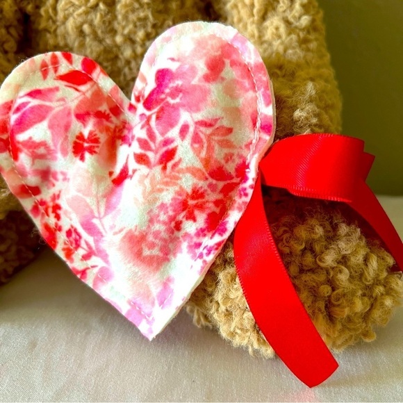 Teddy Bear Valentine’s Day Heart Bow Love Bear Brown Red Toy Fur Stuffed Animal - Picture 5 of 8